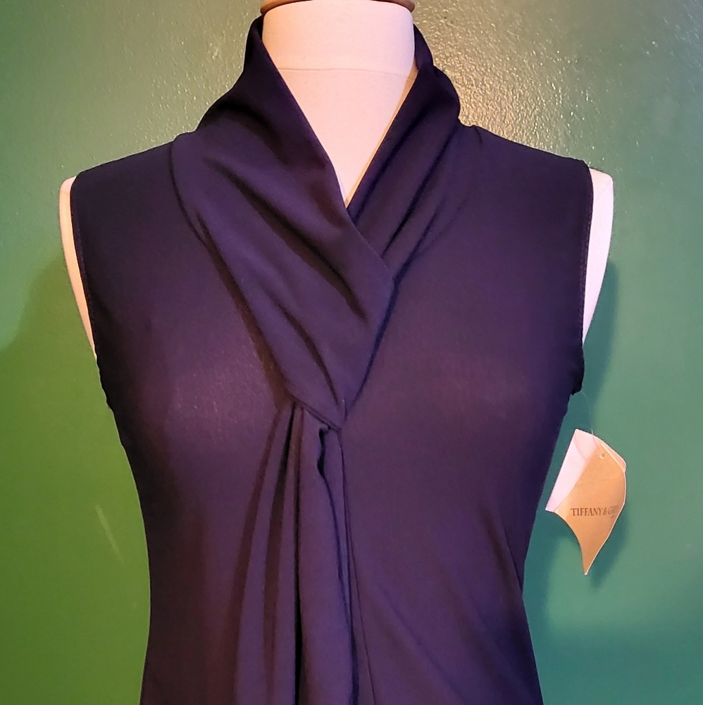 Tiffany & Grey  Navy Blouse